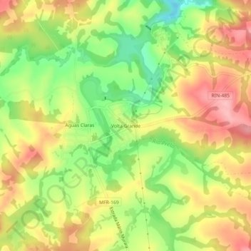 Mapa topográfico Volta Grande, altitud, relieve