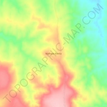 Mapa topográfico Malhada Bonita, altitud, relieve