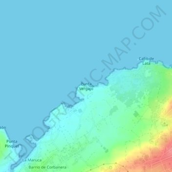 Mapa topográfico Punta Vergajo, altitud, relieve