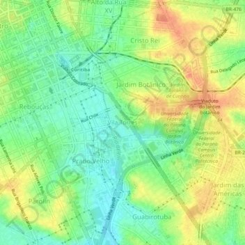 Mapa topográfico Vila Torres, altitud, relieve