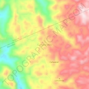 Mapa topográfico Cañaverales, altitud, relieve