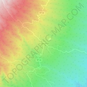 Mapa topográfico Las Barrancas, altitud, relieve