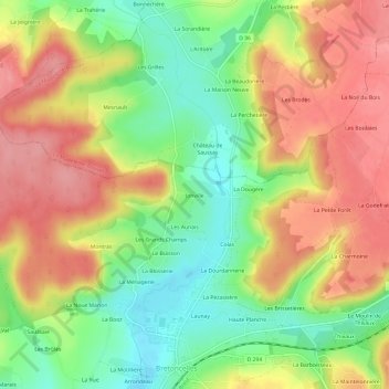 Mapa topográfico Jonville, altitud, relieve