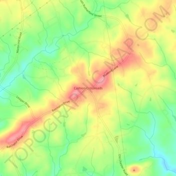 Mapa topográfico Cashion Crossroads, altitud, relieve