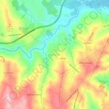 Mapa topográfico Cachoeiras, altitud, relieve