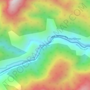 Mapa topográfico Quita Calzon, altitud, relieve