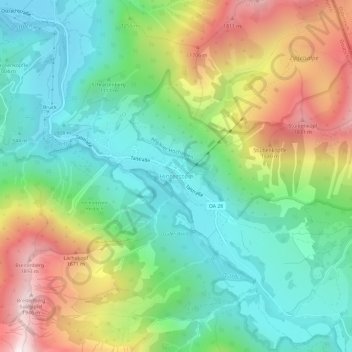 Mapa topográfico Hinterstein, altitud, relieve
