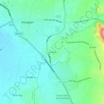 Mapa topográfico La Loma, altitud, relieve