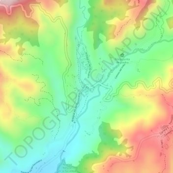 Mapa topográfico Boquía, altitud, relieve