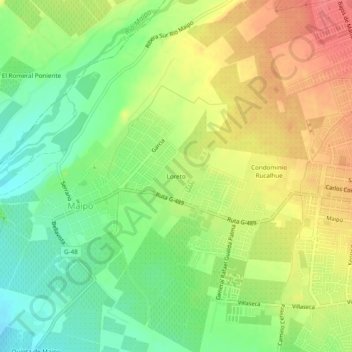 Mapa topográfico Loreto, altitud, relieve