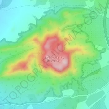 Mapa topográfico Pitón volcánico de Cancarix, altitud, relieve