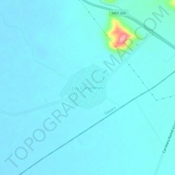 Mapa topográfico Los Corazones, altitud, relieve
