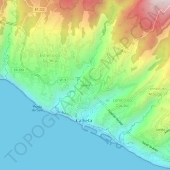 Mapa topográfico Estrela, altitud, relieve