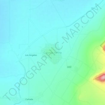 Mapa topográfico Colonia Teñhe, altitud, relieve