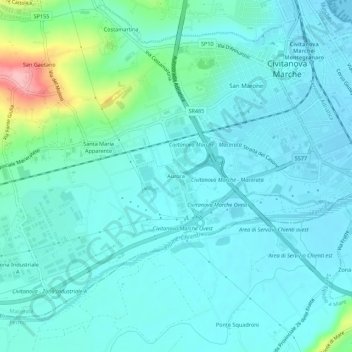 Mapa topográfico Aurora, altitud, relieve