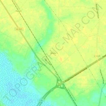 Mapa topográfico Alcolu, altitud, relieve