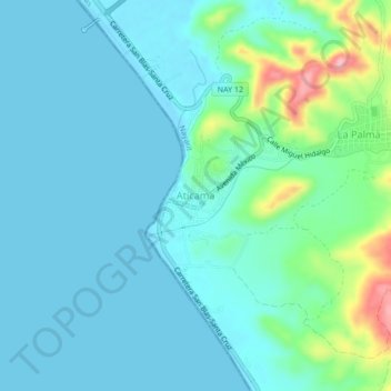 Mapa topográfico Aticama, altitud, relieve