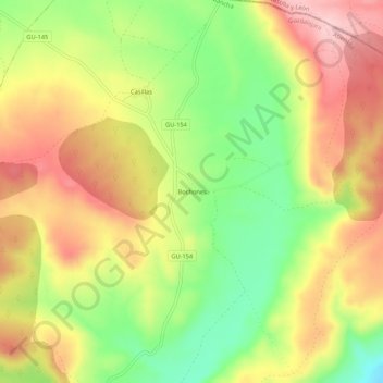 Mapa topográfico Bochones, altitud, relieve