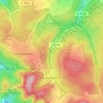 Mapa topográfico Talhof, altitud, relieve