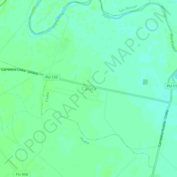 Mapa topográfico Carata, altitud, relieve