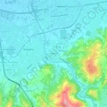 Mapa topográfico Le Bagnese, altitud, relieve