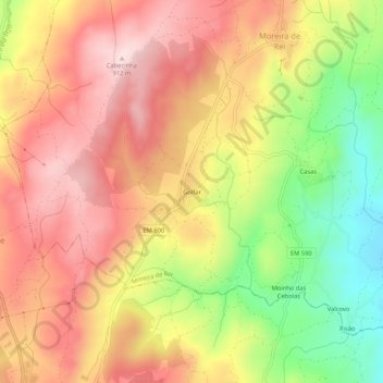 Mapa topográfico Golfar, altitud, relieve