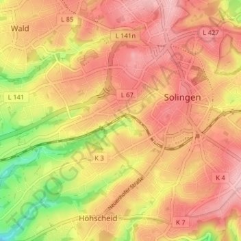 Mapa topográfico Heidberg, altitud, relieve