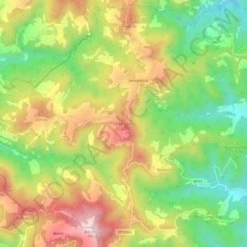 Mapa topográfico Santa Giulia, altitud, relieve