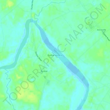 Mapa topográfico Dunbar Landing, altitud, relieve
