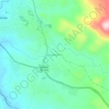 Mapa topográfico Davidópolis, altitud, relieve