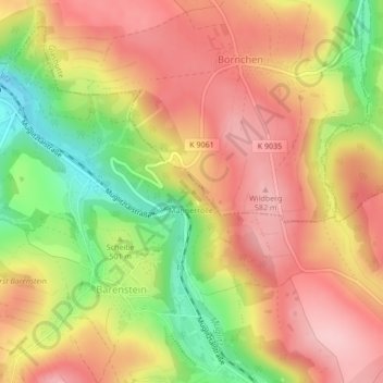 Mapa topográfico Ofen, altitud, relieve