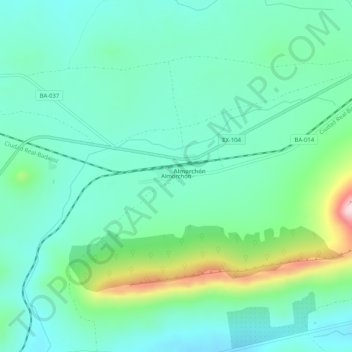 Mapa topográfico Almorchón, altitud, relieve