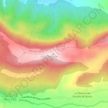 Mapa topográfico Mazo, altitud, relieve