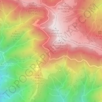 Mapa topográfico Fonte Bona, altitud, relieve