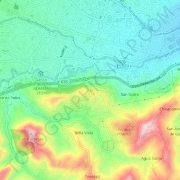 Mapa topográfico Turi, altitud, relieve