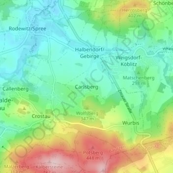 Mapa topográfico Carlsberg, altitud, relieve