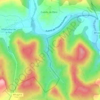 Mapa topográfico Monte el Castillo, altitud, relieve