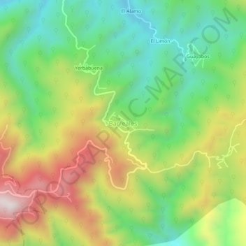 Mapa topográfico Barreales, altitud, relieve