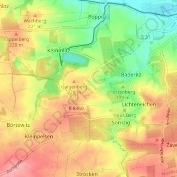 Mapa topográfico Neusornzig, altitud, relieve