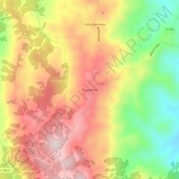 Mapa topográfico Purgatorio, altitud, relieve