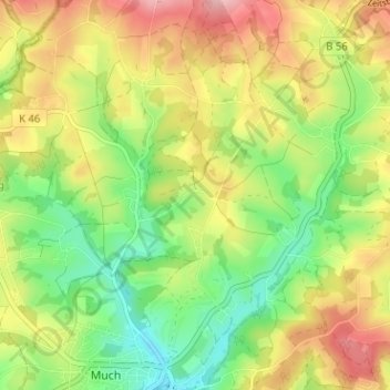 Mapa topográfico Heinenbusch, altitud, relieve