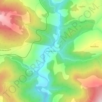 Mapa topográfico Aldea de Ebro, altitud, relieve