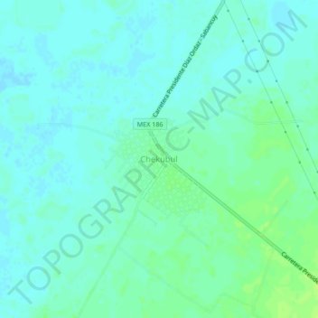 Mapa topográfico Chekubul, altitud, relieve