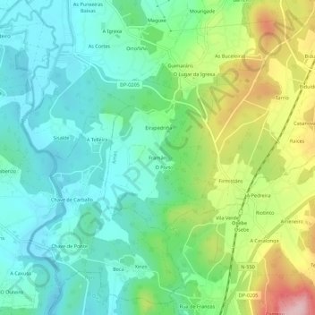Mapa topográfico Framán, altitud, relieve