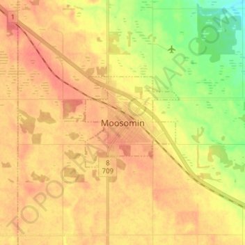 Mapa topográfico Moosomin, altitud, relieve
