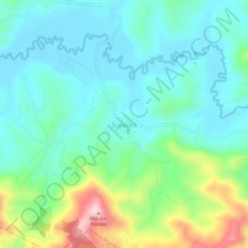 Mapa topográfico Itajiporã, altitud, relieve