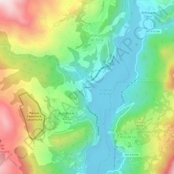 Mapa topográfico Saqués, altitud, relieve