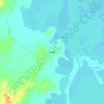 Mapa topográfico Ceibal, altitud, relieve