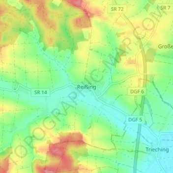 Mapa topográfico Reißing, altitud, relieve