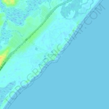Mapa topográfico Arembepe, altitud, relieve